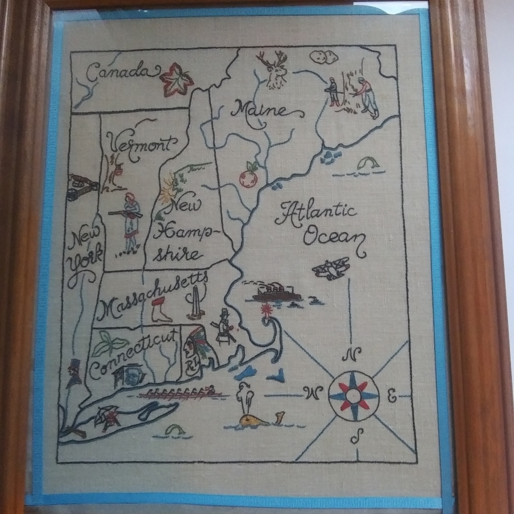 Vintage Embroidered New England map Dated 1939 map - Picture 3 of 8